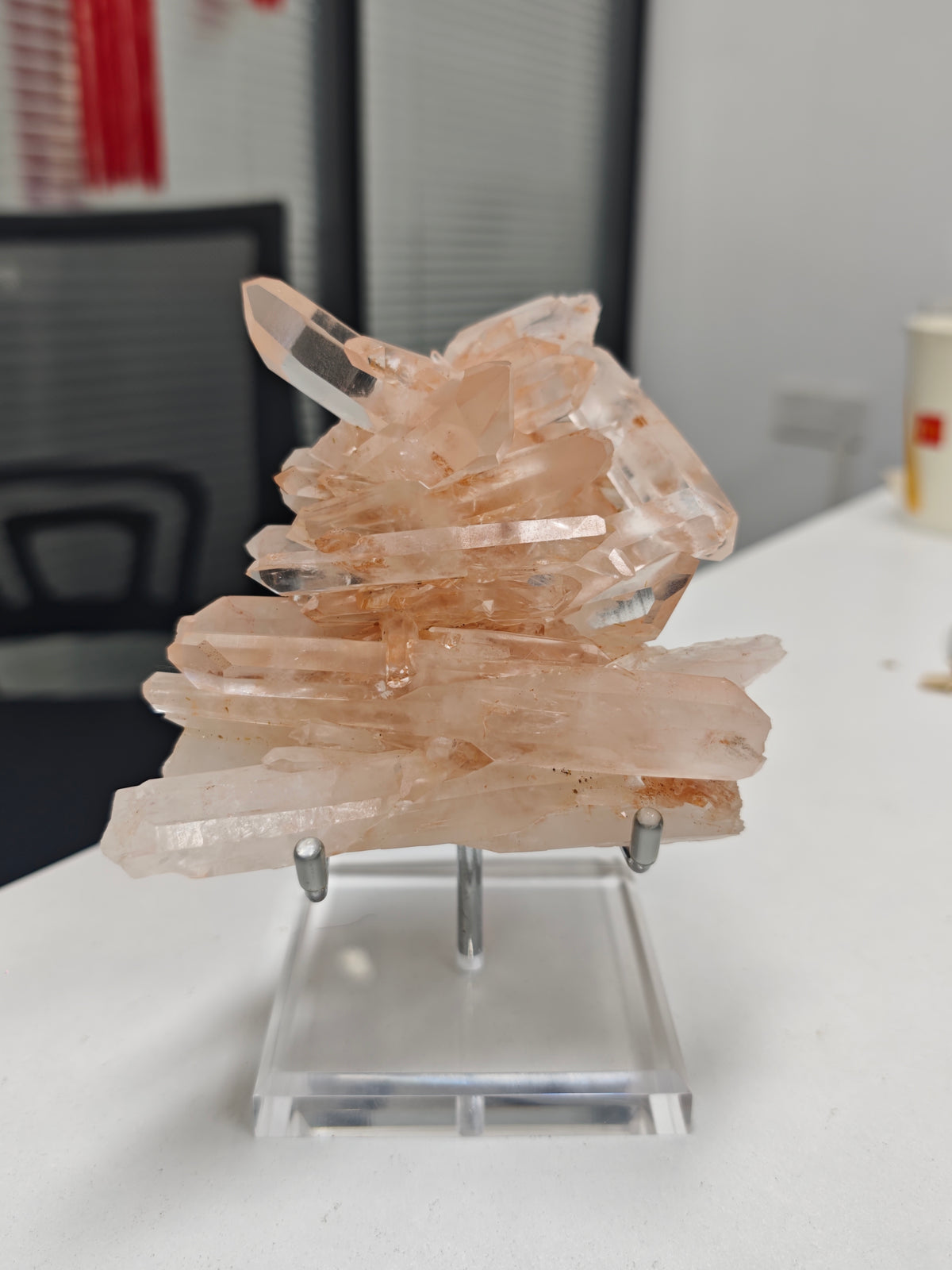 Champagne Quartz Crystal Cluster on Acrylic Display Stand