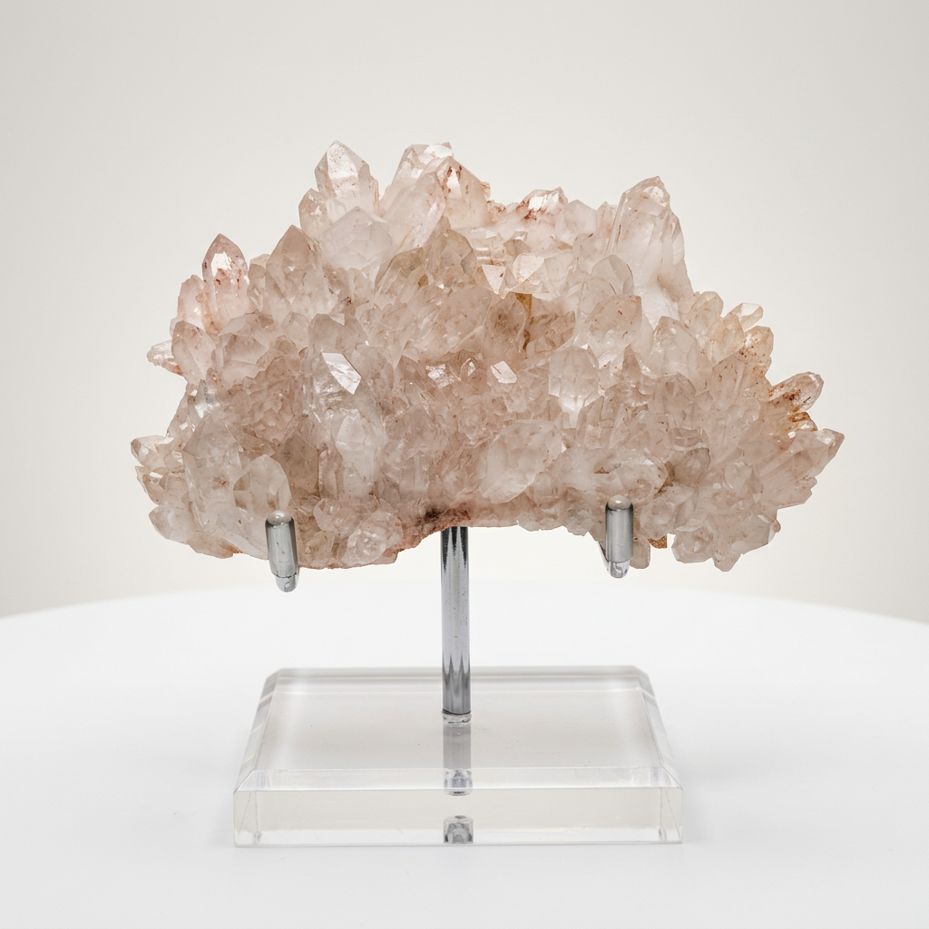 Natural Raw Quartz Crystal Cluster Studio Display