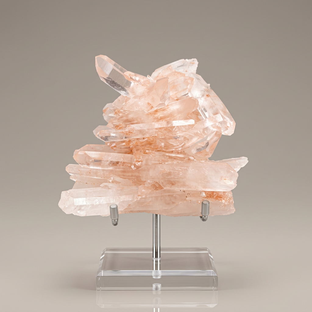 Champagne Quartz Crystal Cluster on Acrylic Stand