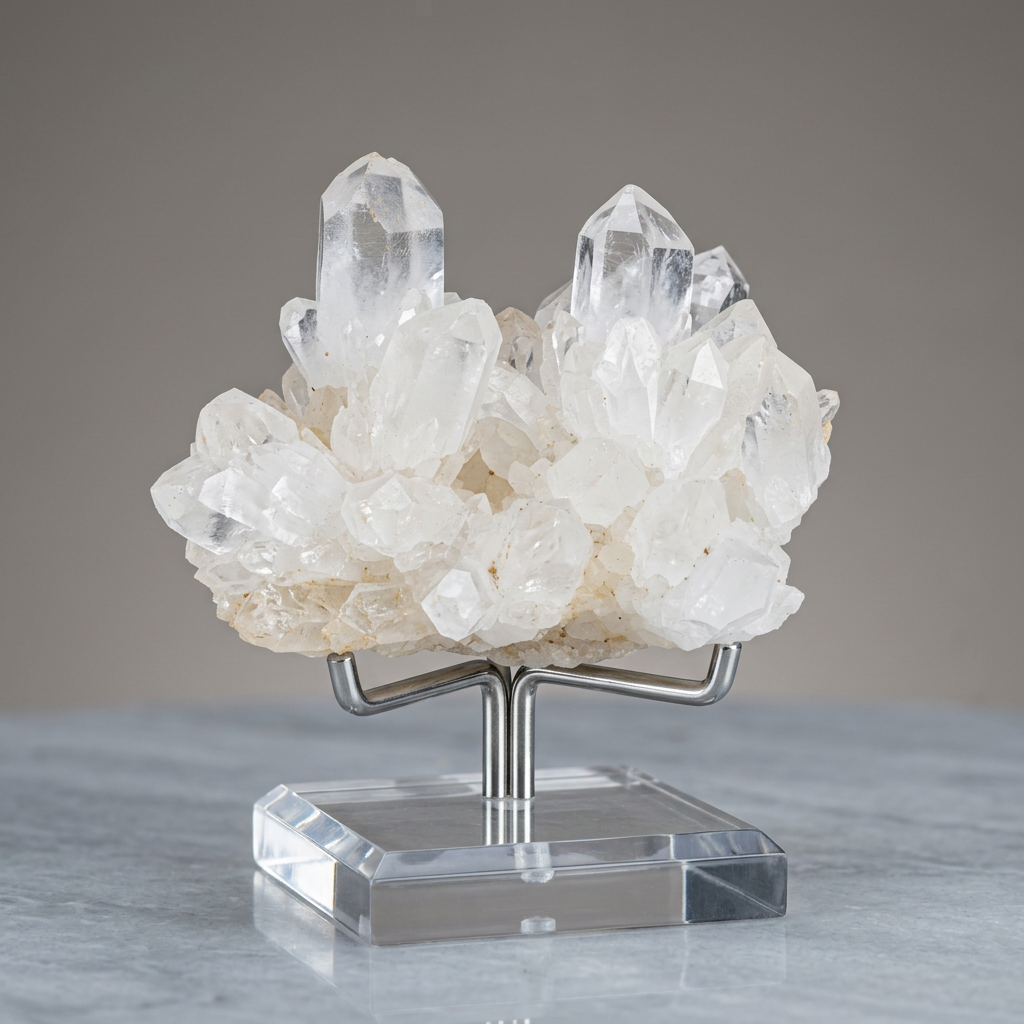 Twin Point Natural Raw Quartz Crystal Cluster Studio Display
